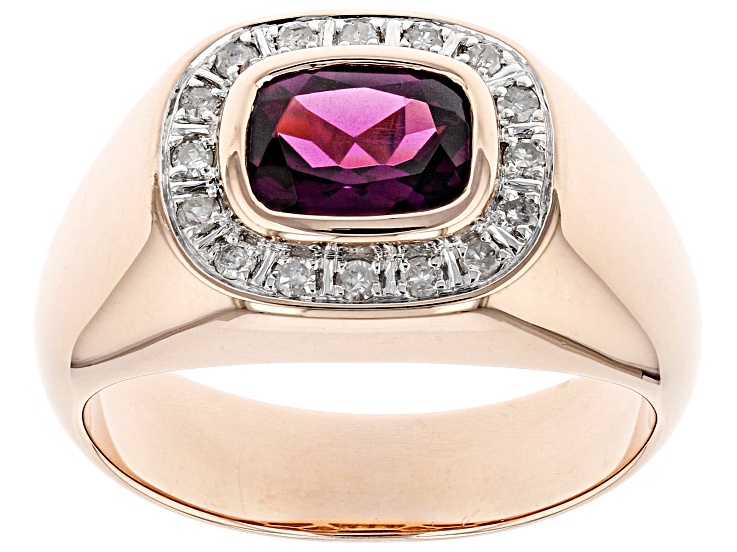 Grape Color Garnet 10k Rose Gold Men's Ring 2.52ctw