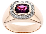 Grape Color Garnet 10k Rose Gold Men's Ring 2.52ctw