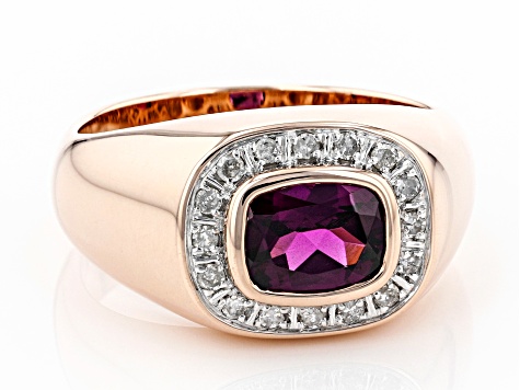 Grape Color Garnet 10k Rose Gold Men's Ring 2.52ctw