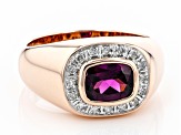 Grape Color Garnet 10k Rose Gold Men's Ring 2.52ctw