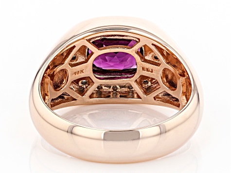 Grape Color Garnet 10k Rose Gold Men's Ring 2.52ctw