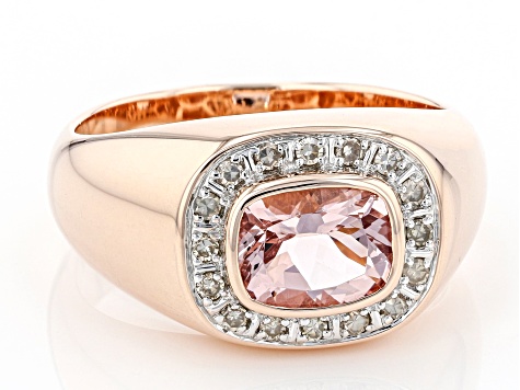 Peach Cor-de-Rosa Morganite(TM) 10k Rose Gold Men's Ring 1.73ctw