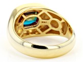 Teal Lab Created Alexandrite 10k Yellow Gold Mens Ring 2.44ctw