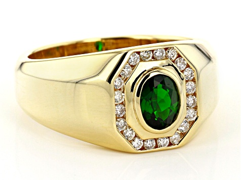 Green Chrome Diopside 10k Yellow Gold Mens Ring .97ctw - MWG025A | JTV.com