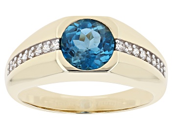 Picture of London Blue Topaz 10k Yellow Gold Men's Ring 2.19ctw