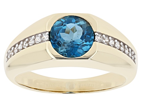 London Blue Topaz 10k Yellow Gold Men's Ring 2.19ctw