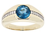 London Blue Topaz 10k Yellow Gold Men's Ring 2.19ctw