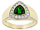 Green Chrome Diopside 10k Yellow Gold Men's Ring 1.58ctw