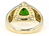 Green Chrome Diopside 10k Yellow Gold Men's Ring 1.58ctw