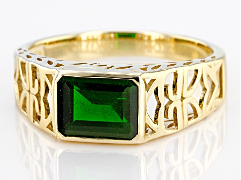Green Chrome Diopside 10k Yellow Gold Men's Ring 2.00ct