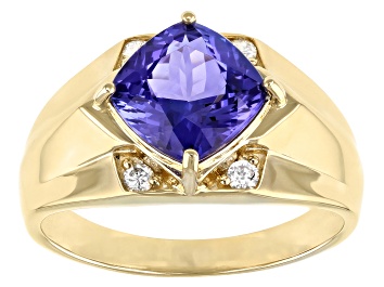 Picture of Blue Tanzanite 14k Yellow Gold Men's Ring 3.24ctw