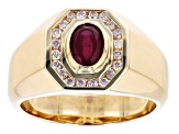 Red Mahaleo® Ruby 10K Yellow Gold Men's Ring. 1.10ctw