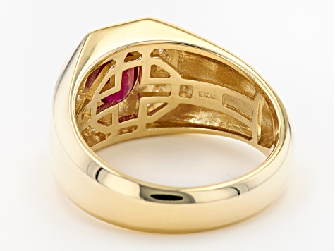 Red Mahaleo® Ruby 10K Yellow Gold Men's Ring. 1.10ctw