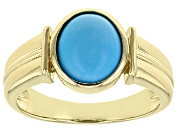 Picture of Blue Sleeping Beauty Turquoise 10k Yellow Gold Men's Ring