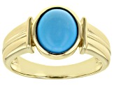 Blue Sleeping Beauty Turquoise 10k Yellow Gold Men's Ring