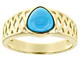 Blue Sleeping Beauty Turquoise 10k Yellow Gold Men's Ring 8mm