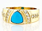 Blue Sleeping Beauty Turquoise 10k Yellow Gold Men's Ring 8mm