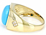 Blue Sleeping Beauty Turquoise 10k Yellow Gold Men's Ring 0.13ctw