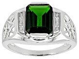 Green Chrome Diopside Platinum Men's Ring 3.31ctw