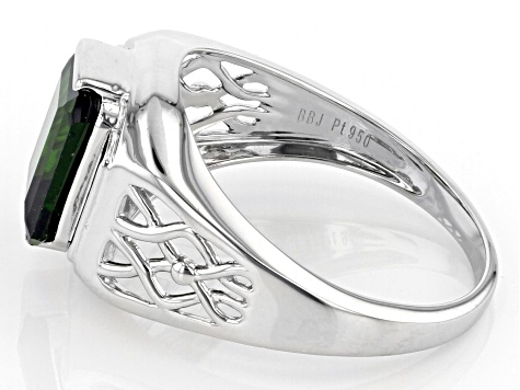 Green Chrome Diopside Platinum Men's Ring 3.31ctw