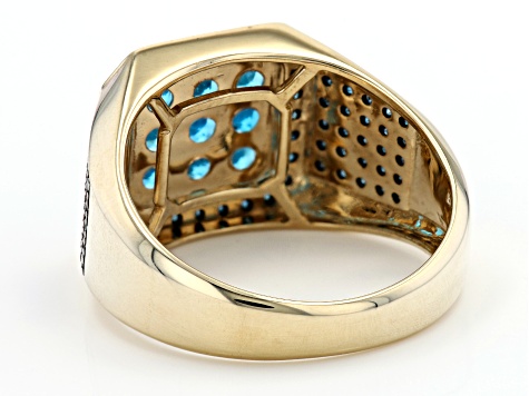 Blue Neon Apatite 10k Yellow Gold Men's Ring 1.18ctw