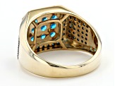 Blue Neon Apatite 10k Yellow Gold Men's Ring 1.18ctw