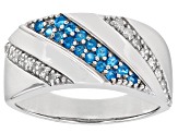 Blue Neon Apatite Rhodium Over 10k White Gold Men's Ring 0.46ctw