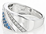 Blue Neon Apatite Rhodium Over 10k White Gold Men's Ring 0.46ctw