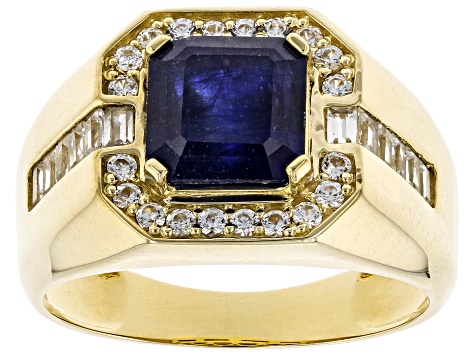 Blue Mahaleo® Sapphire 10k Yellow Gold Men's Ring 4.02ctw - MWG076 ...