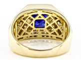 Blue Mahaleo® Sapphire 10k Yellow Gold Men's Ring 4.02ctw