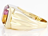 Bi-Color Ametrine With Diamond 10k Yellow Gold Men's Ring 4.56ctw
