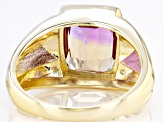 Bi-Color Ametrine With Diamond 10k Yellow Gold Men's Ring 4.56ctw
