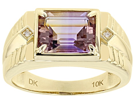 Bi-Color Ametrine 10k Yellow Gold Men's Ring 2.29ctw