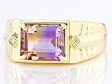 Bi-Color Ametrine 10k Yellow Gold Men's Ring 2.29ctw