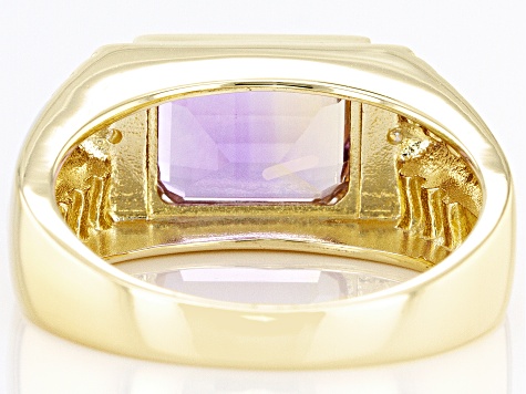 Bi-Color Ametrine 10k Yellow Gold Men's Ring 2.29ctw