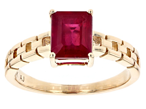 Red Mahaleo® Ruby 10k Yellow Gold Ring 2.97ct