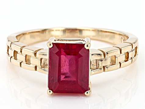 Red Mahaleo® Ruby 10k Yellow Gold Ring 2.97ct
