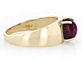 Red Star Ruby 10k Yellow Gold Men's Ring 3.03ctw