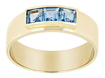 Picture of Swiss Blue Topaz 10k Yellow Gold Men's Ring 1.06ctw
