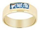 Swiss Blue Topaz 10k Yellow Gold Men's Ring 1.06ctw