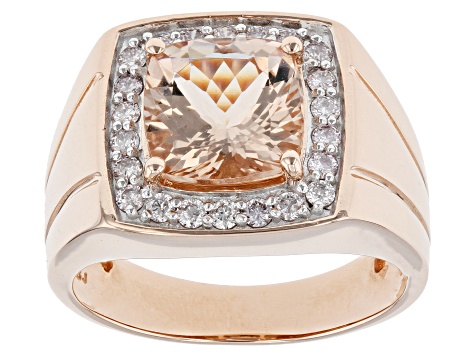 Peach Morganite 10k Rose Gold Men's Ring 3.77ctw