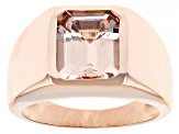 Peach Morganite 10k Rose Gold Men's Ring 3.50ct