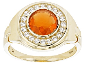 Orange Fire Opal 10K Yellow Gold Men's Ring 1.28ctw