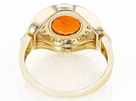 Orange Fire Opal 10K Yellow Gold Men's Ring 1.28ctw