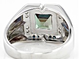 Blue Lab Created Alexandrite Rhodium Over 10k White Gold Men's Ring 2.37ctw