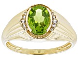 Green Peridot 10k Yellow Gold Men's Ring 1.83ctw