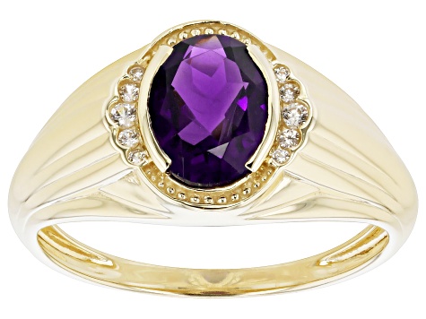 Purple Amethyst 10k Yellow Gold Men's Ring 1.50ctw - MWG098 | JTV.com