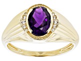 Purple Amethyst 10k Yellow Gold Men's Ring 1.50ctw