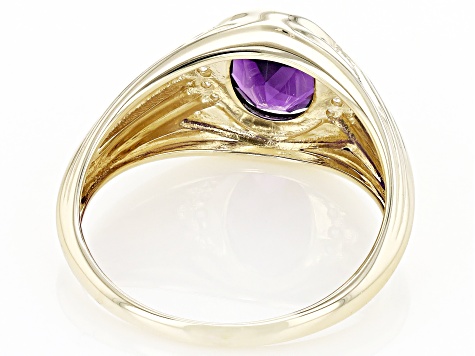 Purple Amethyst 10k Yellow Gold Men's Ring 1.50ctw