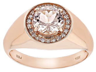 Peach Morganite 10k Rose Gold Men's Ring 1.71ctw